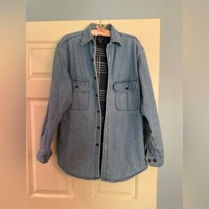 Mens Size S Faded Glory denim with flannel lining shirt jacket.